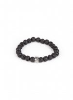 Lav Taşı Dalga Figürlü Tek Ara Parçalı Bileklik