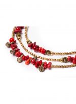 Pirinç Üç Zincirli Mercan Kolye - Görsel 2