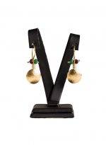 Altın Kaplama Yakut-Zümrüt Antik Daire Küpe