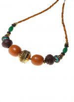 Turuncu-Yeşil İri Boncuklu Kolye - Görsel 2