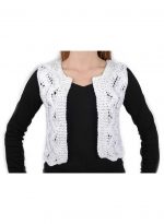 El Örgüsü Beyaz Pırıltılı Yelek